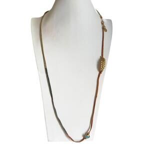 Gas Bijoux Necklace gemstone cabochon Gold Tone